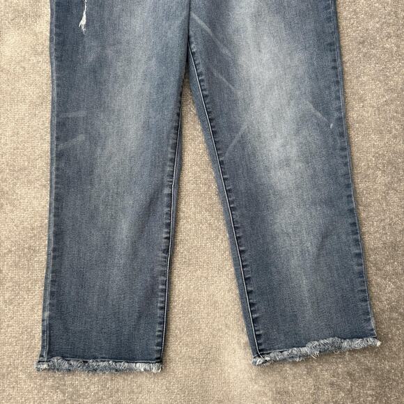 Democracy Jeans Womens 16 Blue Ab Technology Straight Leg Raw Hem Stretch Denim - Picture 3 of 11